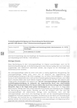 Freistellungsbescheinigung